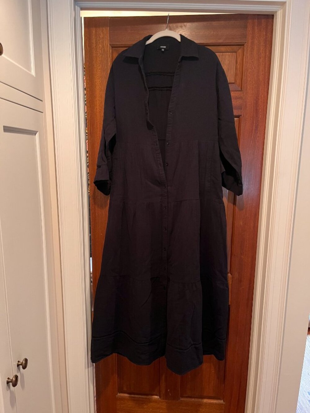 Cheesecloth Button Front Maxi Shirt Dress+ Belt - Picture 4 of 6